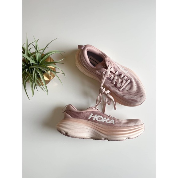 Hoka Shoes - Women's HOKA Bondi 8 Pale Mauve Peach Whip Sneakers Size 6.5